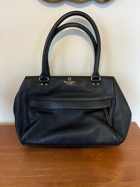 Kate Spade New York Black Leather Pebbled - Grant Park Shelby - Handbag Purse